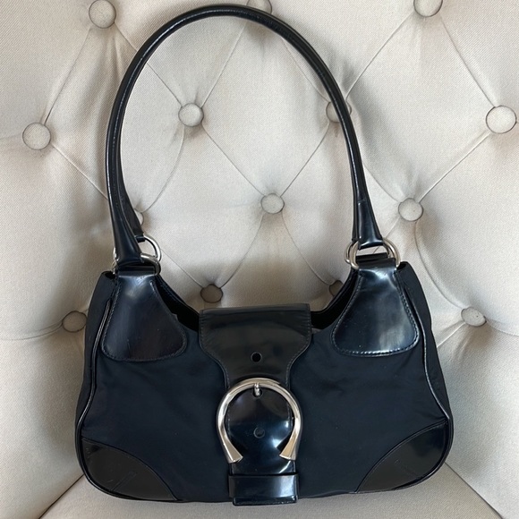 Prada Bags Authenticated Vintage Prada Black Nylon And Leather Hobo